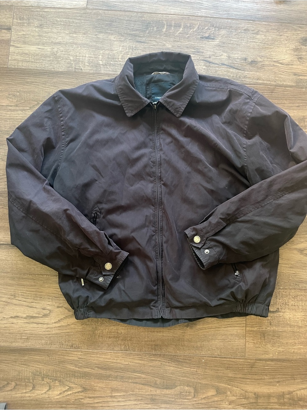 Men's Black London Fog Zip-Front Casual Jacket